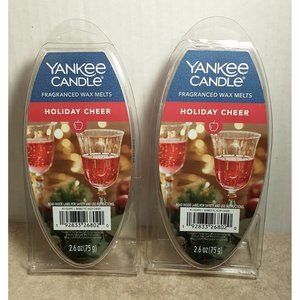 NEW YANKEE CANDLE HOLIDAY CHEER FRAGRANCED WAX MELTS 2.6 OZ.-LOT OF 2 PA…